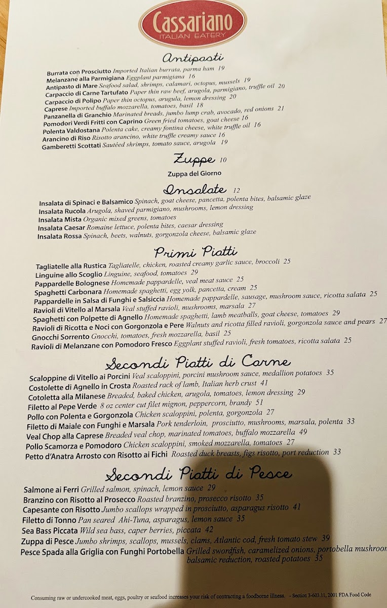 Menu Cassariano Italian Eatery-1