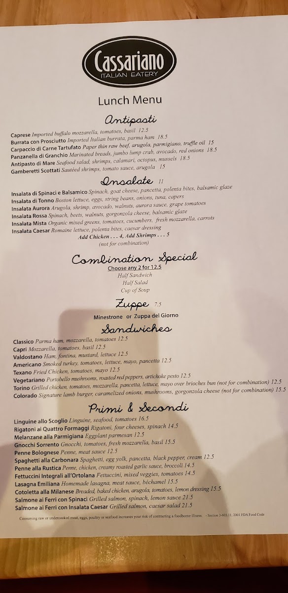 Menu Cassariano Italian Eatery-8